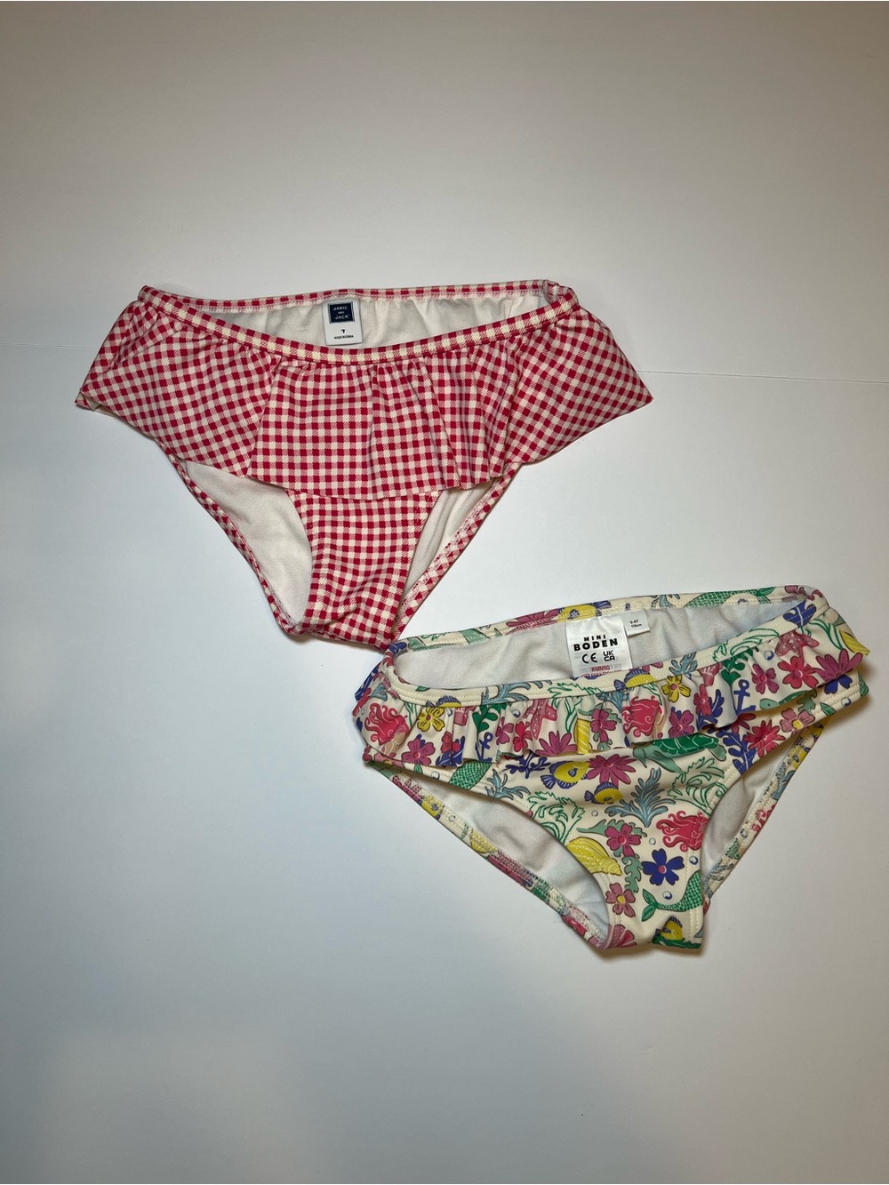 Janie and Jack‎ Mini Boden Girls' Floral & Gingham Bikini Bottoms - Red & Multi